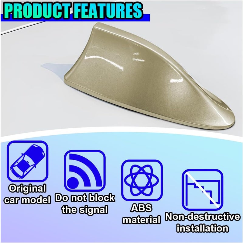 ZIMISI Car Shark Fin Antenna Cover, Plastic Auto Top Roof Mount Antenna Cover Replacement with Adhesive Tape, Universal Auto Signal Roof Aerial Decoration Accessories for Car SUV Truck (Champagne) - Image 3